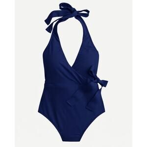 J Crew Halter wrap one-piece swimsuit One Piece navy blue Swimsuit Size 10